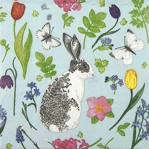4 servilletas de papel individuales para decoupage y fiesta - conejito de Pascua de primavera - Imagen 1 de 2