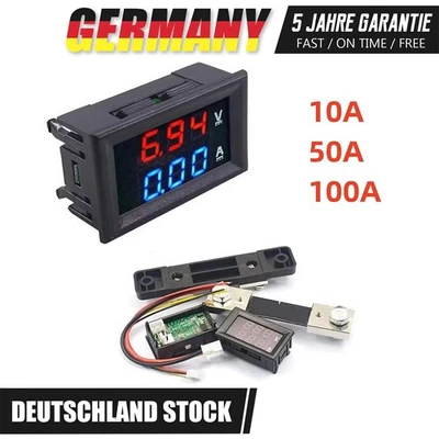 Dc0-100v 50a/100a Digital Voltmeter Amperemeter Led Doppelt Volt Amp Meter+shunt - Bild 1 von 4