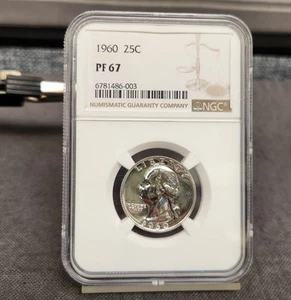 1960 Washington Quarter PF 67 NGC Silver Proof 25c Coin, 90 % Silver - Picture 1 of 3