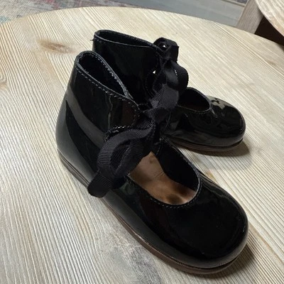 bonpoint baby girl Black Patent Leather Mary Jane Shoes Sz 22 US 6.5 Excellent - Image 1 of 4