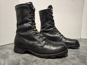 Vintage RO-SEARCH Military Army Combat Black Leather Lace Up Boots Mens Size 9 - Picture 1 of 12
