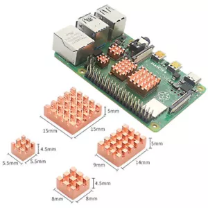 4PCS / Set Kupfer Kühlkörper Kühler Kühlzubehör für Raspberry Pi 4 Modell B. - Bild 1 von 2