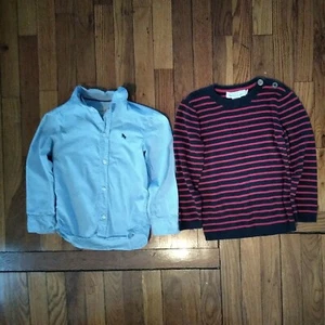 H&M L.O.G.G Boys Stripped Sweater Size4/6 L.O.G.G Long Sleev Shirt Light Blue4/5 - Picture 1 of 7