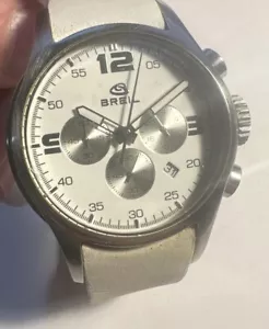 Breil Italy White Dial Stainless Steel Chronograph Watch 2519781290-New Batt - Picture 1 of 13