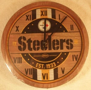 FOCO FOREVER COLLECTIBLES NFL PITTSBURGH STEELERS BARREL WALL CLOCK SEALED - Picture 1 of 3