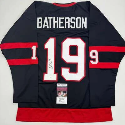 Autographed/Signed Drake Batherson Ottawa Black Hockey Jersey JSA COA - Image 1 of 4