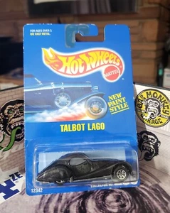 👓Hot Wheels 1995 BLUE CARD #250🏁TALBOT LAGO T150C SS Metalflake Black⭐7-Spokes - Picture 1 of 7