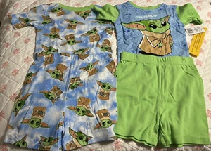 New Star Wars The Mandalorian Grogu Baby Yoda Tops & Shorts Pajama Set Sz 8 SALE - Picture 1 of 22