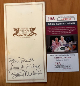 1993 Resort Menu Signed by Stan Musial, Robin Roberts & James Michener: JSA Cert