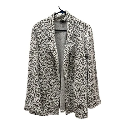 Blazer Abrigo Deportivo Vintage Roz & Ali Chaqueta Estampado Leopardo Talla 2XL Blanco y Negro Foto 1 de 3