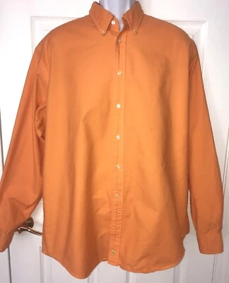 TailorByrd 100% Supima Cotton Oxford Shirt Orange Casual Pique Button Sz XL - Image 1 of 4