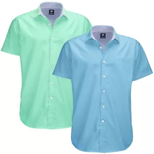 Camicia abito Oxford da uomo a maniche corte con bottoni - vestibilità classica - Foto 1 di 40