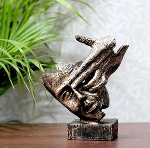 Resin Handcrafted Human Face Design with Hand on Eye Decorative Showpiece - Picture 1 of 4
