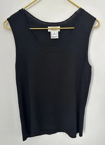 Vintage Talbots Petites Black Sleeveless Elegant Knit Stretch Top Women’s Sz MP - Picture 1 of 7