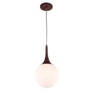 Woodbridge Lighting Alicia 1-light Steel & Glass Mini Pendant in Walnut/Opal Led - Picture 1 of 12