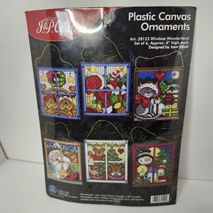 Vintage 1998 JP Coats Window Wonderland Christmas Ornaments Plastic Canvas Kit - Picture 1 of 2