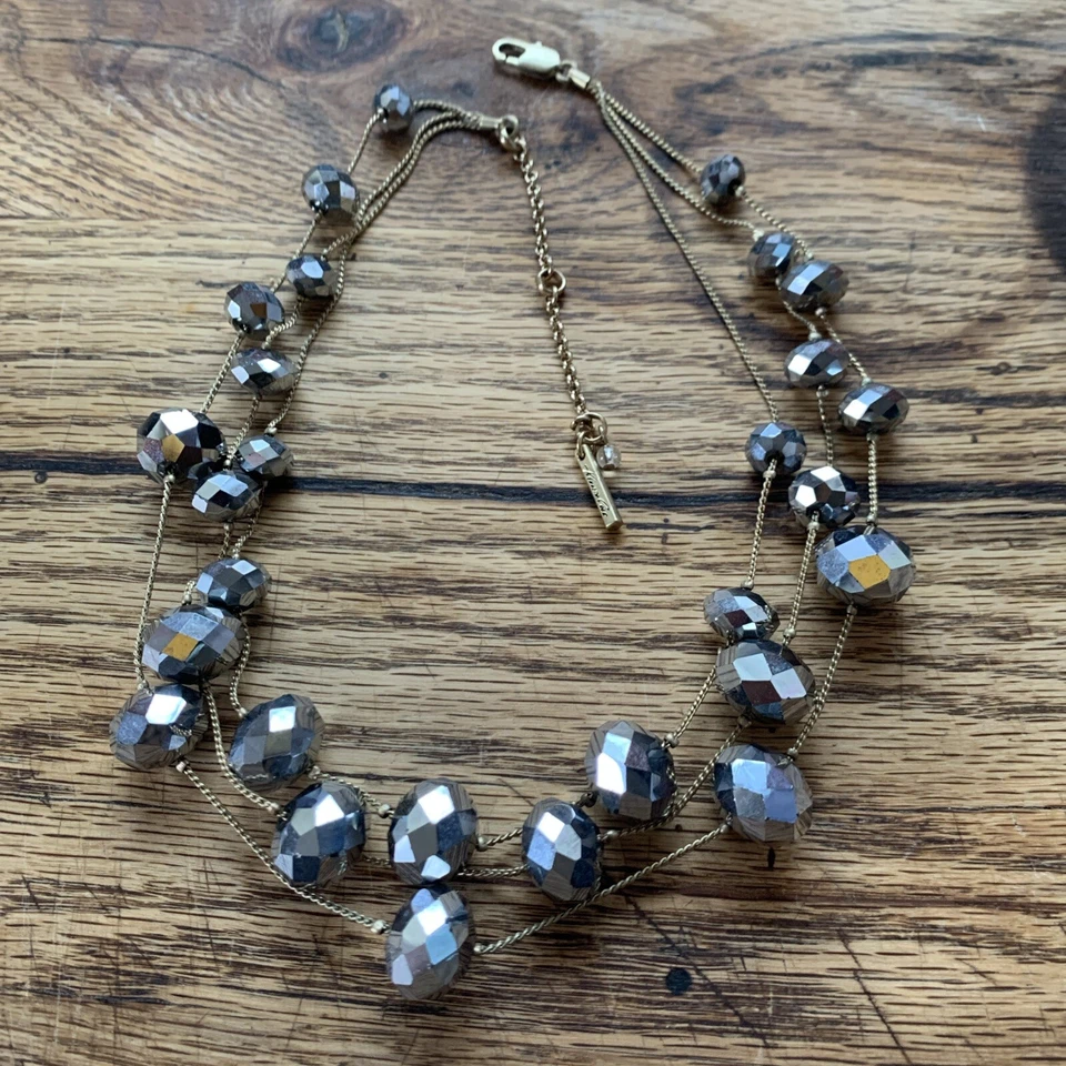 Kenneth Cole Triple Flotante Azulado Espejo Cuentas Facetadas Brillante Collar de Fiesta Foto 1 de 4