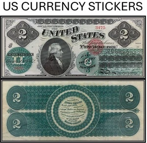 Billete de 2 dólares de 1862 de curso legal (pegatinas moneda estadounidense) - Imagen 1 de 6