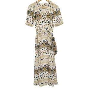 ASOS Design Size AU8 US4 Ivory Floral Viscose Faux Wrap V Neck Midi Dress NWT - Picture 1 of 13
