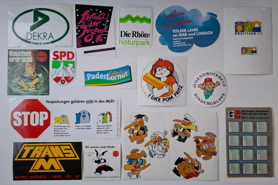 Aufkleber-Sammlung Werbeaufkleber Konvolut 80er/90er Sticker, 20 Stück - Bild 1 von 1