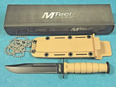 Cuchillo de cuello de hoja fija Bowie de combate bronceado desierto MTech MT632DT en general ¡NUEVO! Foto 1 de 2