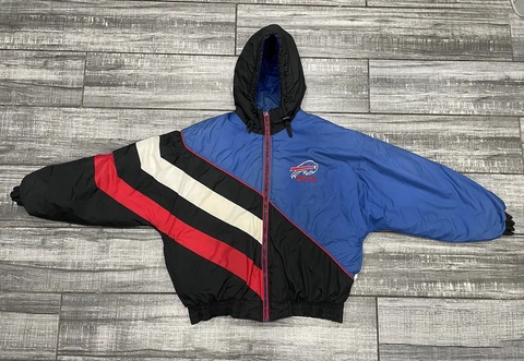 Vintage Buffalo Bills Puffer Jacket Reversible Game  Day NFL Size L Cover
