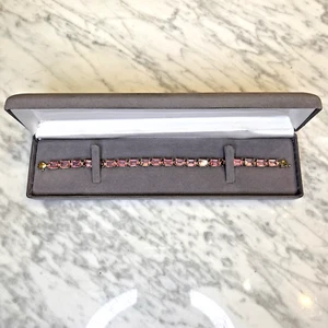 ESTATE 14K - 20 STONE - NATURAL PURE PINK TOPAZ TENNIS BRACELET-10.5 GRAMS-7.25" - Picture 1 of 13