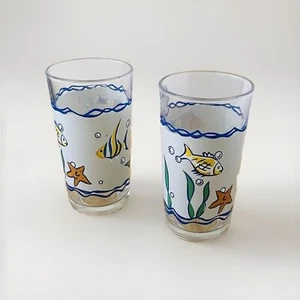 KIG Indonesien Maritim Glas Becher Strand Tropische Fische Cottage-Core - 2er Set - Bild 1 von 7