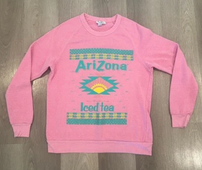 Arizona Iced Tea - Screen Printed Pullover Sweatshirt - Pink - Size L - Rare - Image 1 of 4