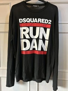 Dsquared2 Run Dan langärmliges schwarzes T-Shirt Oberteil Baumwolle Small UVP 180 £ - Bild 1 von 7