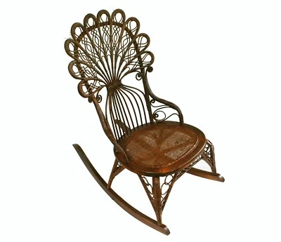 Balancín de mimbre natural victoriano Heywood-Wakefield Foto 1 de 4