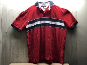 Vintage Tommy Hilfiger Rugby Polo Shirt Mens XL Red Blue 90s Striped Shirt - Picture 1 of 5