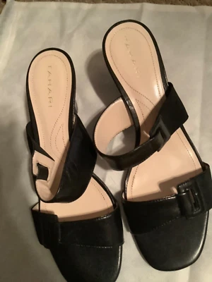 Tahari Toni Black Heeled Sandal Size 8 Slip On Leather - Image 1 of 4