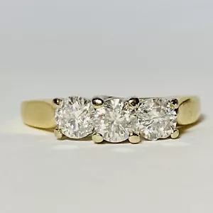 Fabrikant 14K Yellow Gold 0.92ctw Three-Stone Diamond Size 8 Ring 3.5g - Picture 1 of 10