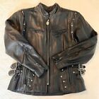 Vintage 90's Harley Davidson Womens Leather Jacket - Size Medium - Studs Buckles
