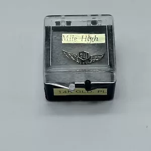 VTG 14K Gold Plated Mile High Airline Wings Lapel Hat Pin Tie Tack NOS Aviation - Picture 1 of 11