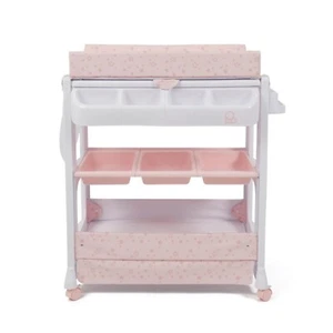 Baby Bath Changing Table 3‑in‑1 Puggle For Newborn Nursery With Storage PINK NEW - Picture 1 of 4