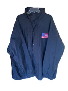 Holloway Motorcycle Jacket 2XL Windbreaker Jacket Full Zip Black American Flag - Picture 1 of 12