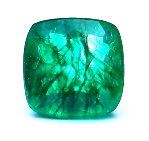 Green Emerald Certified Natural Colombian Cushion Cut Loose Gemstone 10 Ct - Picture 1 of 7