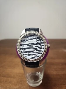 Zebra Stripe Watch Rumours Crystal Bezel Black Silicone Strap 38mm New Battery - Picture 1 of 6