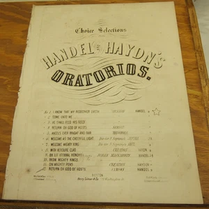 c1860 Sheet Music/ RETURN OH GOD OF HOSTS, FROM ORATORIO OF SAMSON /C.F. HANDEL - Picture 1 of 2