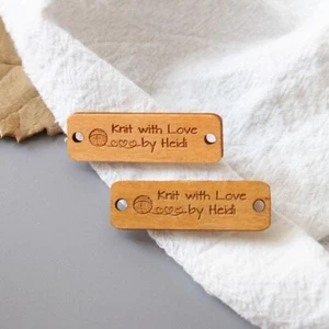 Personalized wood labels Custom wooden tags Product tag Knitting Crochet tags - Picture 1 of 5