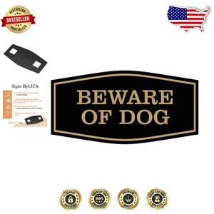 Premium Elegant Dog Warning Sign Set for Home Security - Black/Gold Edition - Picture 1 of 4