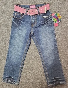 Cutie Patootie Girls Straight Leg Jean with Pink Belt - Picture 1 of 8