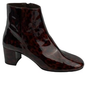 J. Crew Boots Womens Size 9 Animal Print Leather Block Heel Zipper Boots  - Picture 1 of 9