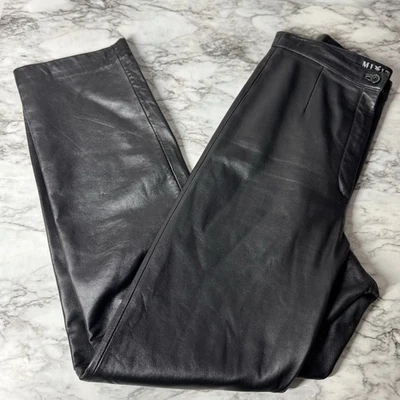 90 年代混搭皮裤女式 6 码腰 28 英寸直筒柔软结构化 — 第 1/4 张图片