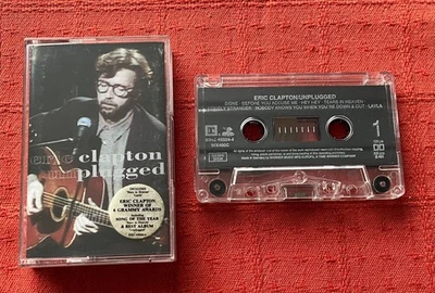 ERIC CLAPTON - STICKERED CASSETTE TAPE - UNPLUGGED - Image 1 of 4