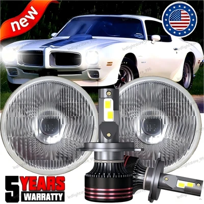 Faro LED de 7 pulgadas blanco 6000 k blanco 2x A+ para Pontiac Firebird 1970-1976 Foto 1 de 4