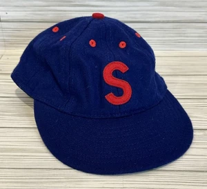 Ebbets Field Flannels Seattle Rainiers Fitted Hat Cap Streetwear Blue 7 1/8 EUC! - Picture 1 of 6