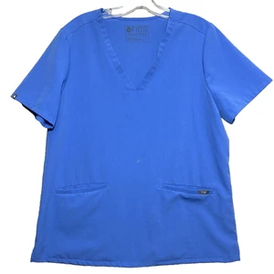 FIGS Scrub Top Damen L blau V-Ausschnitt Kurzarm Taschen FW1100 PO#1290 Fleck - Bild 1 von 13